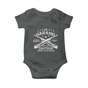 M1 Garand Rifle Gun WWII Watch Your Thumb EST 1936 Baby Onesie TS11 Dark Heather Print Your Wear