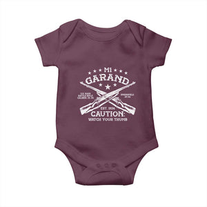M1 Garand Rifle Gun WWII Watch Your Thumb EST 1936 Baby Onesie TS11 Maroon Print Your Wear
