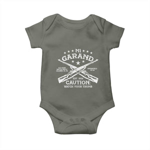 M1 Garand Rifle Gun WWII Watch Your Thumb EST 1936 Baby Onesie TS11 Military Green Print Your Wear