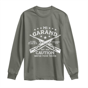M1 Garand Rifle Gun WWII Watch Your Thumb EST 1936 Long Sleeve Shirt TS11 Military Green Print Your Wear