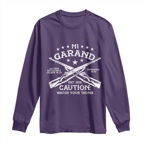 M1 Garand Rifle Gun WWII Watch Your Thumb EST 1936 Long Sleeve Shirt TS11 Purple Print Your Wear