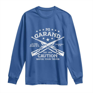 M1 Garand Rifle Gun WWII Watch Your Thumb EST 1936 Long Sleeve Shirt TS11 Royal Blue Print Your Wear