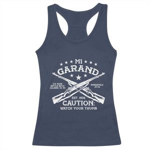 M1 Garand Rifle Gun WWII Watch Your Thumb EST 1936 Racerback Tank Top TS11 Navy Print Your Wear