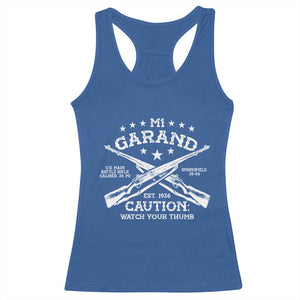 M1 Garand Rifle Gun WWII Watch Your Thumb EST 1936 Racerback Tank Top TS11 Royal Blue Print Your Wear