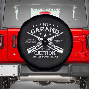 M1 Garand Rifle Gun WWII Watch Your Thumb EST 1936 Spare Tire Cover TS11 Black Print Your Wear