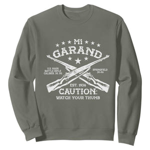 M1 Garand Rifle Gun WWII Watch Your Thumb EST 1936 Sweatshirt TS11 Military Green Print Your Wear