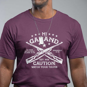 M1 Garand Rifle Gun WWII Watch Your Thumb EST 1936 T Shirt TS11 Maroon Print Your Wear