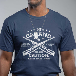 M1 Garand Rifle Gun WWII Watch Your Thumb EST 1936 T Shirt TS11 Navy Print Your Wear