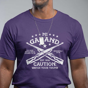 M1 Garand Rifle Gun WWII Watch Your Thumb EST 1936 T Shirt TS11 Purple Print Your Wear
