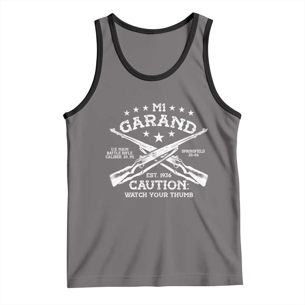 M1 Garand Rifle Gun WWII Watch Your Thumb EST 1936 Tank Top TS11 Deep Heather Black Print Your Wear