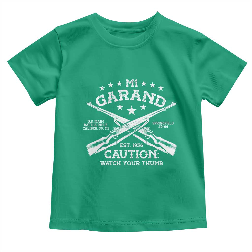 M1 Garand Rifle Gun WWII Watch Your Thumb EST 1936 Toddler T Shirt TS11 Irish Green Print Your Wear
