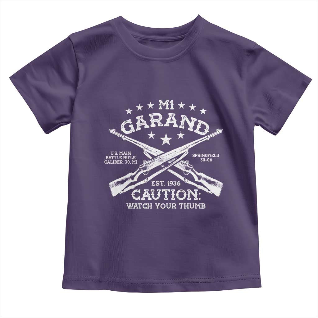 M1 Garand Rifle Gun WWII Watch Your Thumb EST 1936 Toddler T Shirt TS11 Purple Print Your Wear