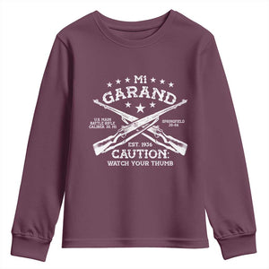 M1 Garand Rifle Gun WWII Watch Your Thumb EST 1936 Youth Sweatshirt TS11 Maroon Print Your Wear