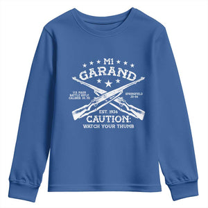 M1 Garand Rifle Gun WWII Watch Your Thumb EST 1936 Youth Sweatshirt TS11 Royal Blue Print Your Wear