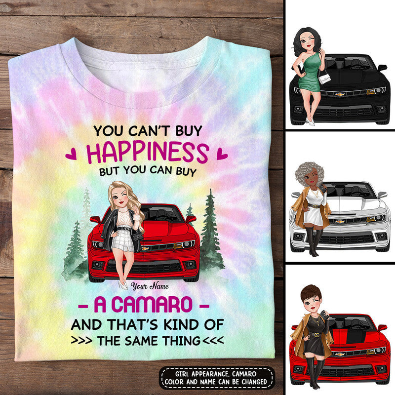Custom JP Shirt You Cant Buy Happiness But You Can Buy A Camaro and Thats Kind Of The Same Thing Tie Dye CTM Youth Custom - Printyourwear