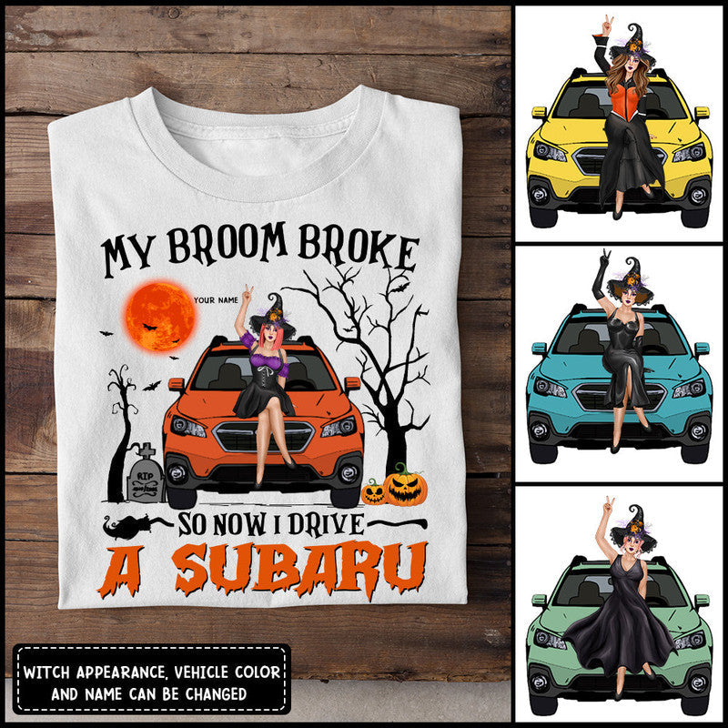 Custom JP Tee Shirts My Broom Broke So Now I Drive A Subaru Halloween Vibes CTM Youth Custom - Printyourwear