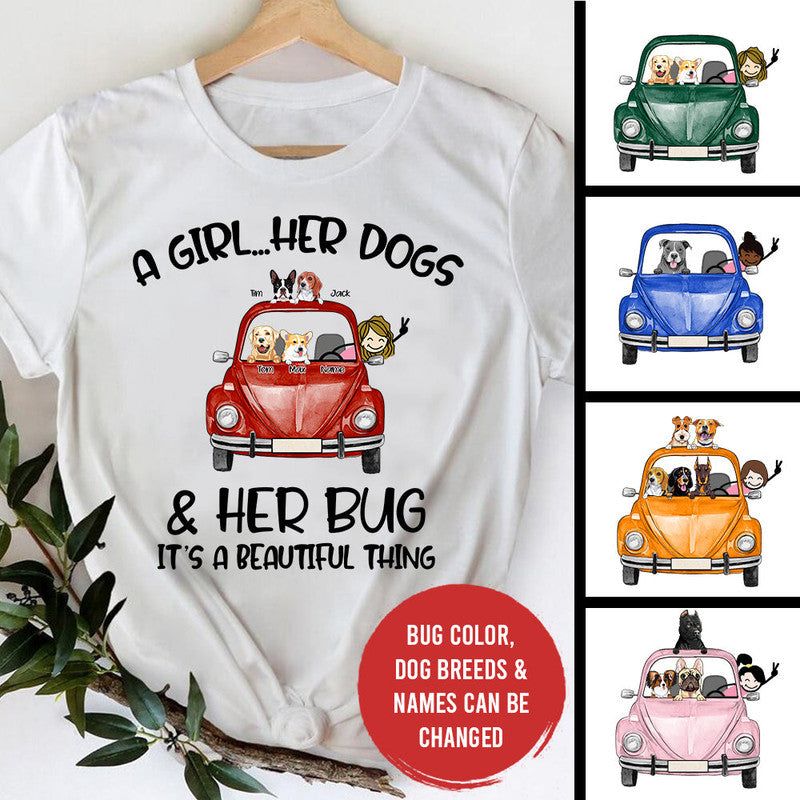 Custom JP Tee Shirts Bug Girl VW Beetle Van Dog CTM Youth Custom - Printyourwear