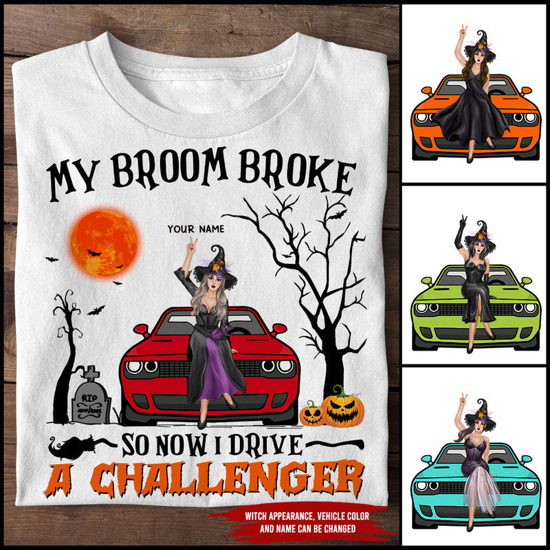 Custom JP Tee Shirts My Broom Broke So Now I Drive A Challenger CTM Youth Custom - Printyourwear