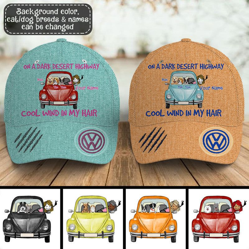 Personalized Jeep Cap Bug Beetle Van On A Dark Desert Dog Cat CTM Classic Cap Universal Fit Custom - Printyourwear