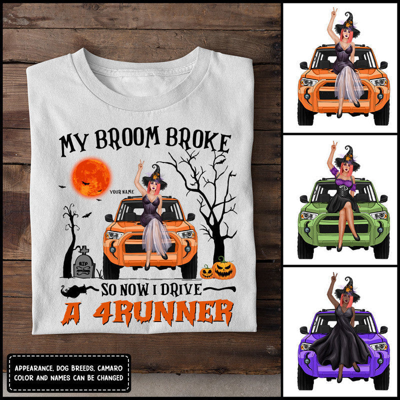 Custom JP Tee Shirts My Broom Broke So Now I Drive A 4Runner Halloween Vibes CTM Youth Custom - Printyourwear