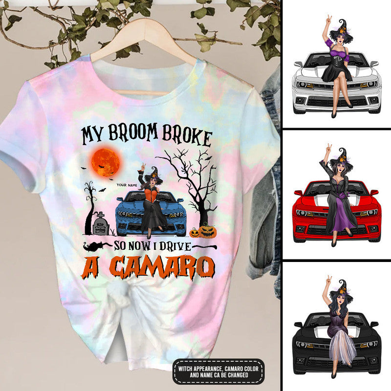 Custom JP Tee Shirts My Broom Broke So Now I Drive Camaro Tid Dye CTM Youth Custom - Printyourwear