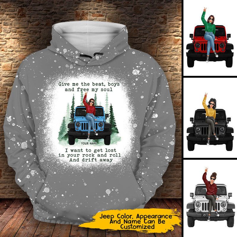 Personalized JP Girl Bleached Hoodie Give Me The Beat Boys and Free My Soul JP CTM Youth Custom - Printyourwear