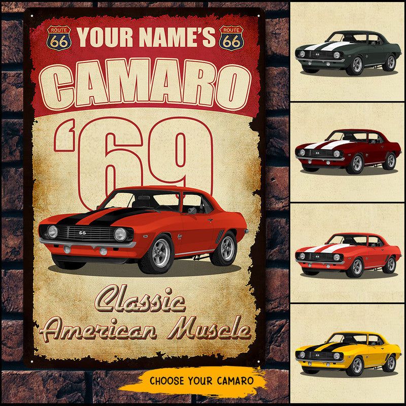 Personalized JP Metal Sign Classic American Muscle Camaro Metal Sign CTM One Size 24x18 inch (60.96x45.72 cm) Custom - Printyourwear