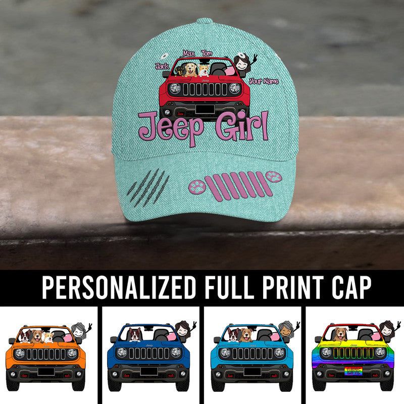 Personalized Jeep Cap Jeep Renegade Girl Dog Cat CTM Classic Cap Universal Fit Custom - Printyourwear