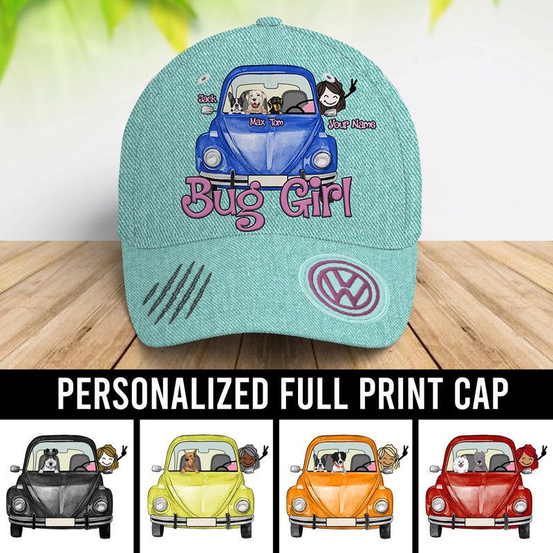 Personalized JP Cap VW Beetle Bug Girl Dog CTM Classic Cap Universal Fit Custom - Printyourwear