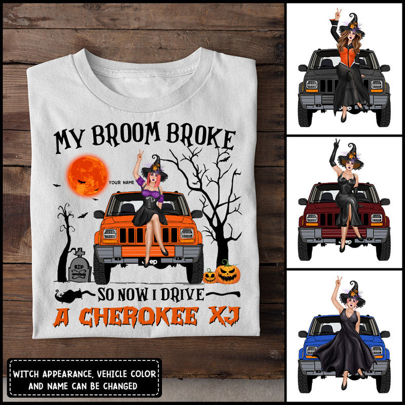 Custom JP Tee Shirts My Broom Broke So Now I Drive A XJ Halloween Vibes CTM Youth Custom - Printyourwear