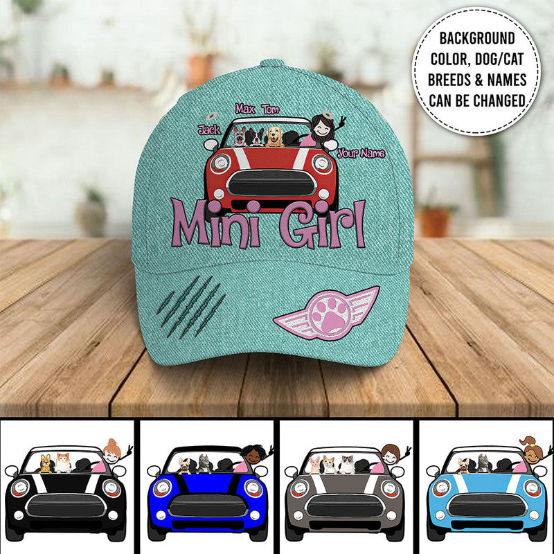 Personalized Jeep Cap Jeep Mini Girl Dog Cat CTM Classic Cap Universal Fit Custom - Printyourwear