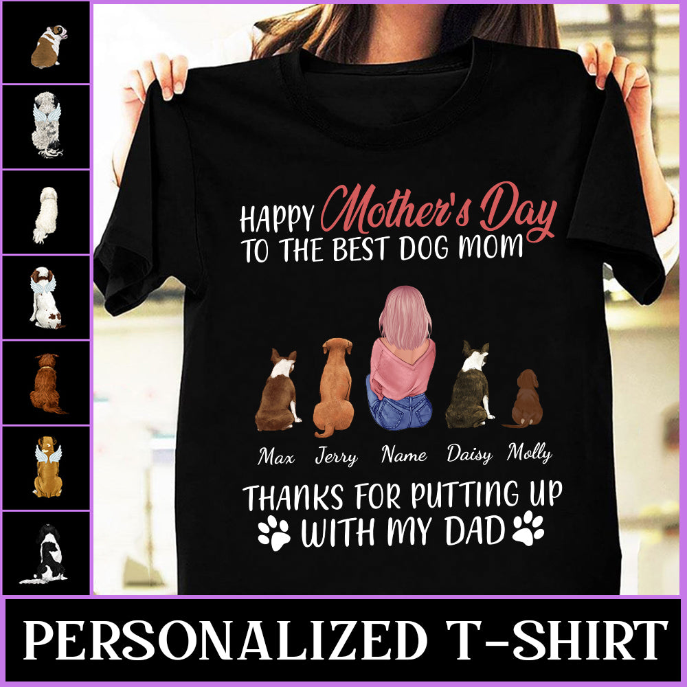 Personalized Family Happy Mothers Day Dog Mom T Shirt CTM Custom - Printyourwear