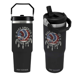 Make America Native Again Flip Straw Tumbler Indigenous Peoples Pride USA Flag TS02 One Size: 30 oz Black Print Your Wear