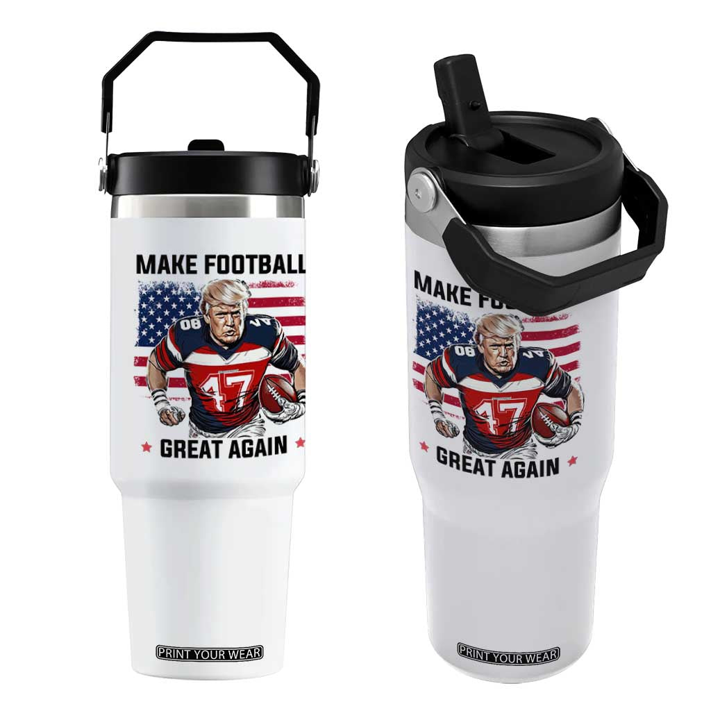 Make American Football Great Again Flip Straw Tumbler Funny Trump US Flag Vintage TS02 One Size: 30 oz White Print Your Wear
