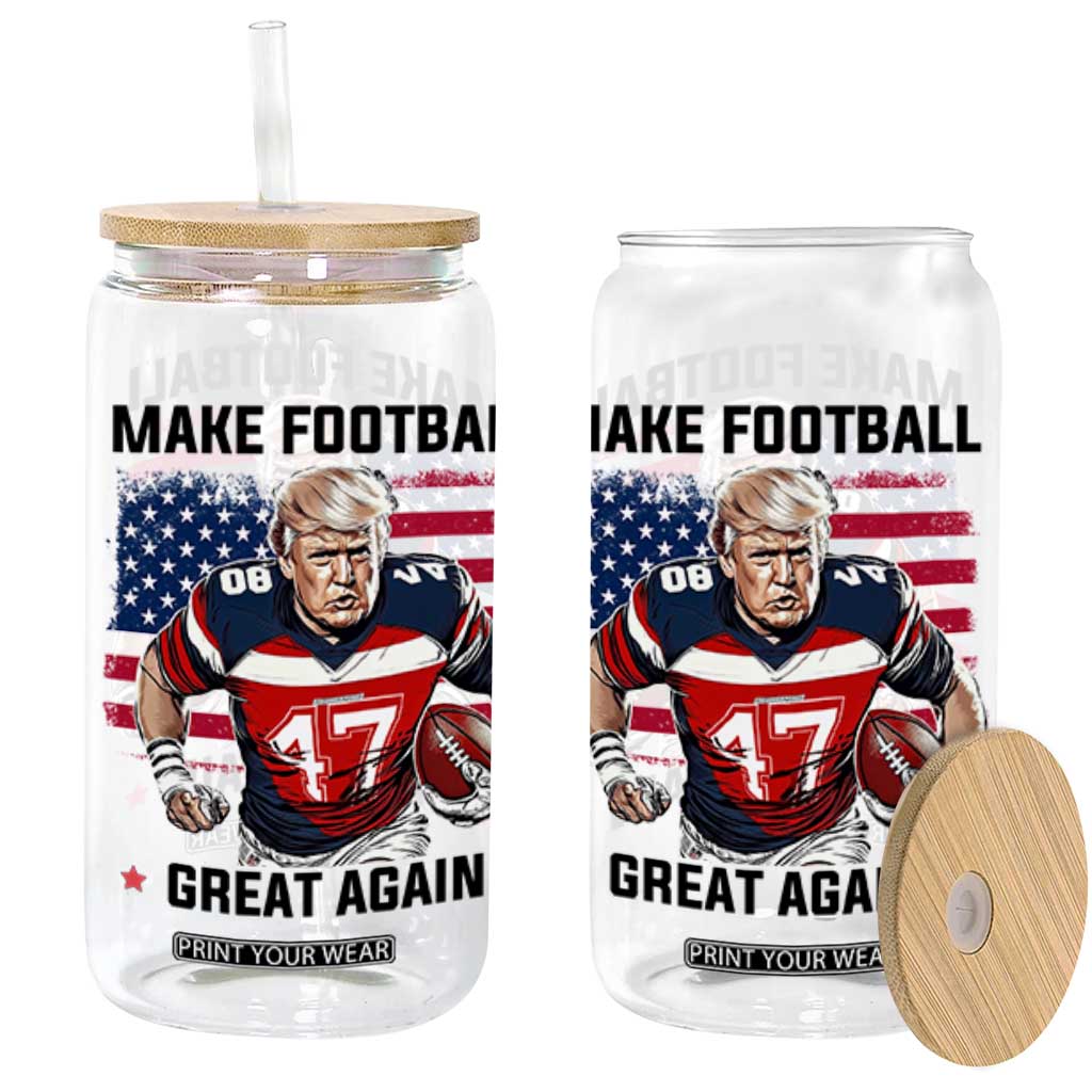 Make American Football Great Again Glass Can Funny Trump US Flag Vintage TS02 White Print Your Wear