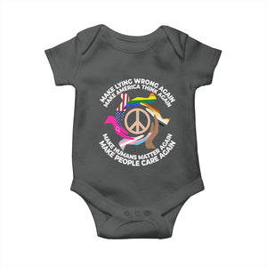 Make Lying Wrong Again Make America Think Again Baby Onesie Humans Rights Hand Peace TS11 Dark Heather Print Your Wear