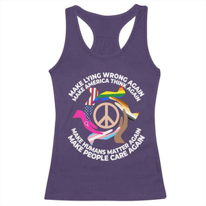 Make Lying Wrong Again Make America Think Again Racerback Tank Top Humans Rights Hand Peace TS11 Purple Print Your Wear