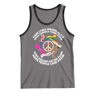 Make Lying Wrong Again Make America Think Again Tank Top Humans Rights Hand Peace TS11 Deep Heather Black Print Your Wear