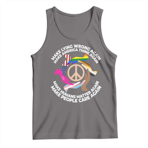Make Lying Wrong Again Make America Think Again Tank Top Humans Rights Hand Peace TS11 Deep Heather Print Your Wear