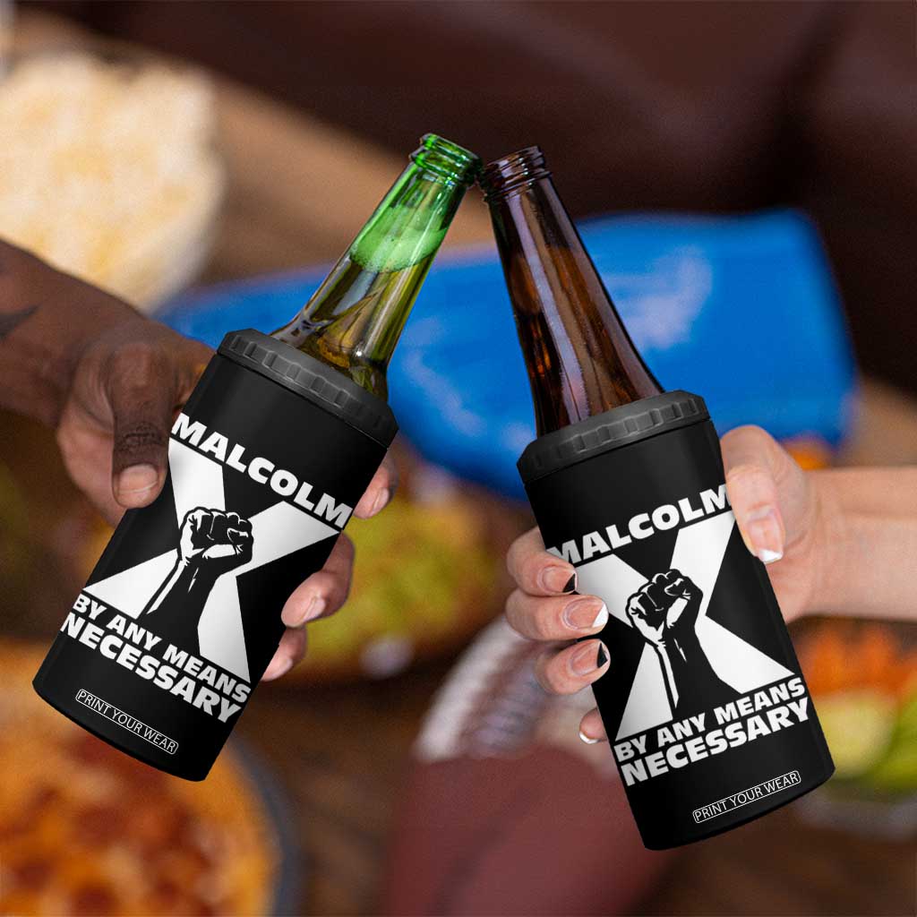 Malcolm X Power Fist 4 in 1 Can Cooler Tumbler Civil Rights Leader Pride Bold Statement TS02 Print Your Wear