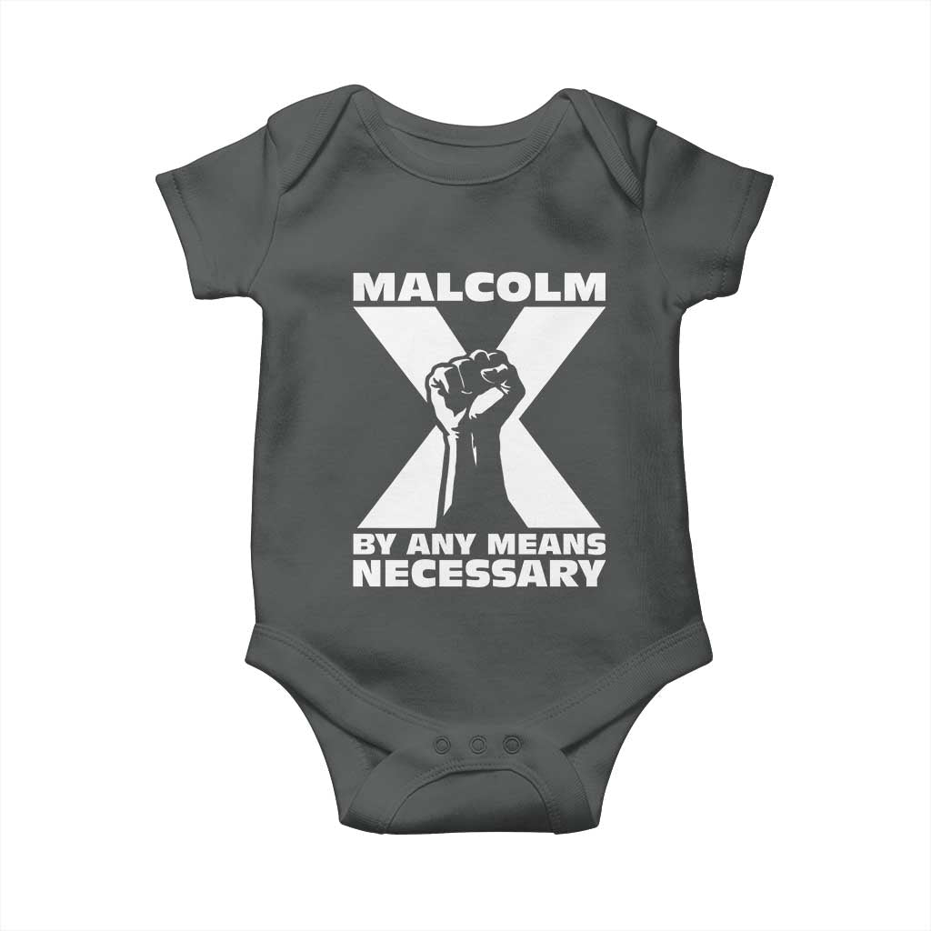 Malcolm X Power Fist Baby Onesie Civil Rights Leader Pride Bold Statement TS02 Dark Heather Print Your Wear