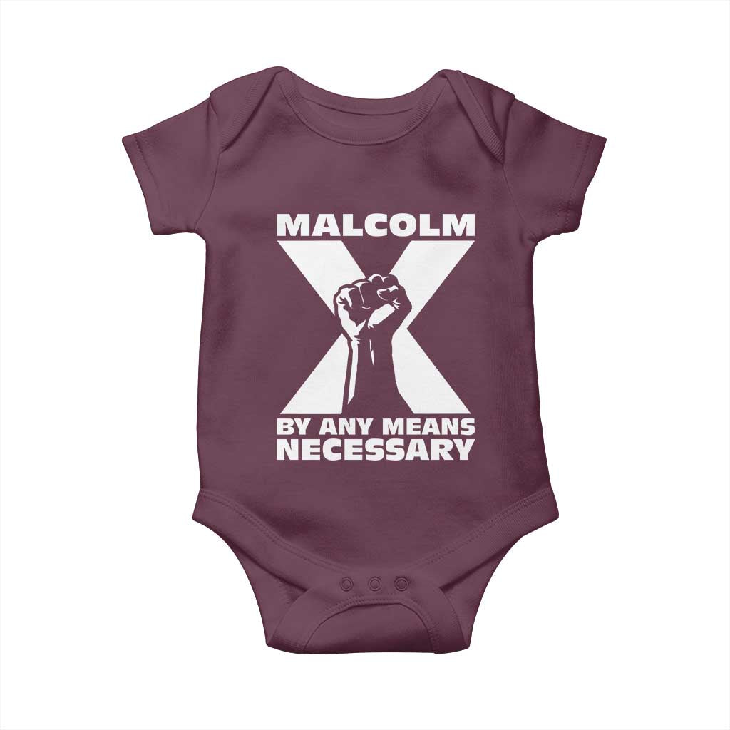 Malcolm X Power Fist Baby Onesie Civil Rights Leader Pride Bold Statement TS02 Maroon Print Your Wear