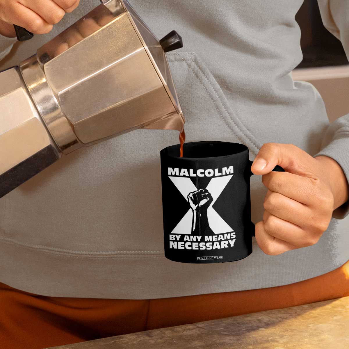 Malcolm X Power Fist Coffee Mug Civil Rights Leader Pride Bold Statement TS02 Print Your Wear