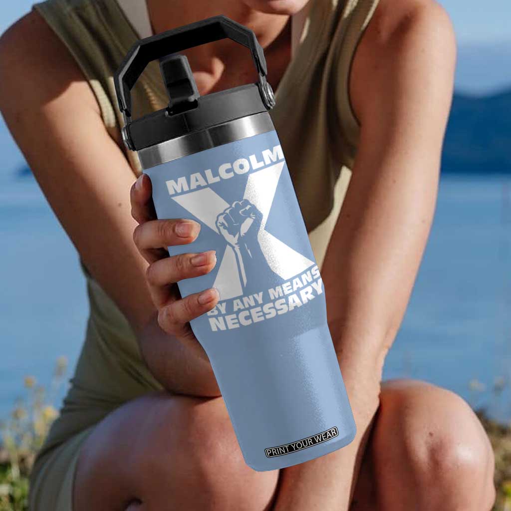 Malcolm X Power Fist Flip Straw Tumbler Civil Rights Leader Pride Bold Statement TS02 One Size: 30 oz Light Blue Print Your Wear