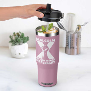 Malcolm X Power Fist Flip Straw Tumbler Civil Rights Leader Pride Bold Statement TS02 One Size: 30 oz Light Pink Print Your Wear
