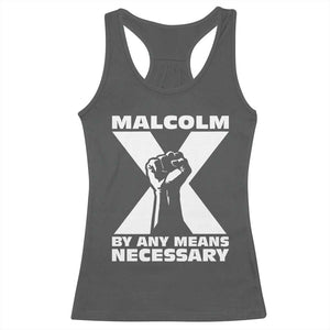 Malcolm X Power Fist Racerback Tank Top Civil Rights Leader Pride Bold Statement TS02 Dark Heather Print Your Wear