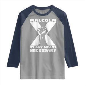 Malcolm X Power Fist Raglan Shirt Civil Rights Leader Pride Bold Statement TS02 Sport Gray Navy Print Your Wear