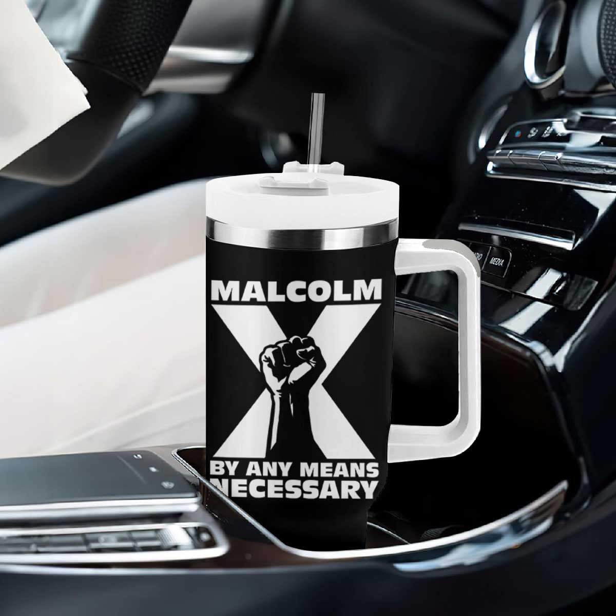 Malcolm X Power Fist Tumbler With Handle Civil Rights Leader Pride Bold Statement TS02 Print Your Wear