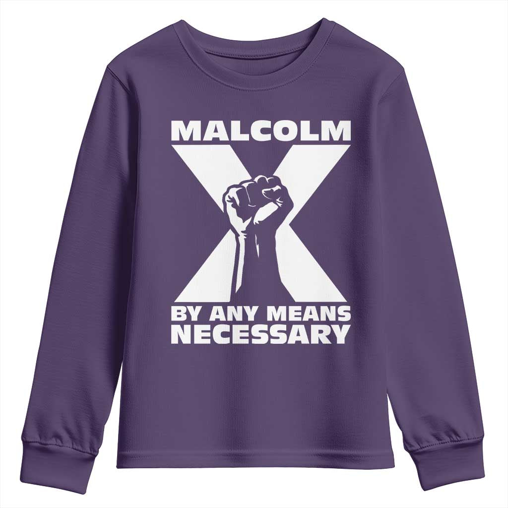 Malcolm X Power Fist Youth Sweatshirt Civil Rights Leader Pride Bold Statement TS02 Purple Print Your Wear