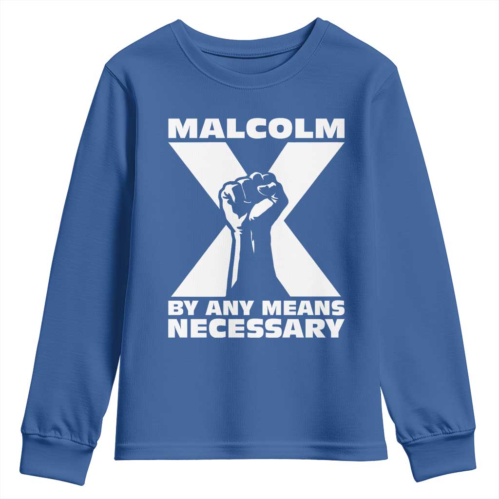 Malcolm X Power Fist Youth Sweatshirt Civil Rights Leader Pride Bold Statement TS02 Royal Blue Print Your Wear